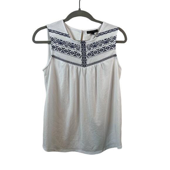 Adriana Papell White Embroidered Tank Top Size Small - Picture 1 of 4